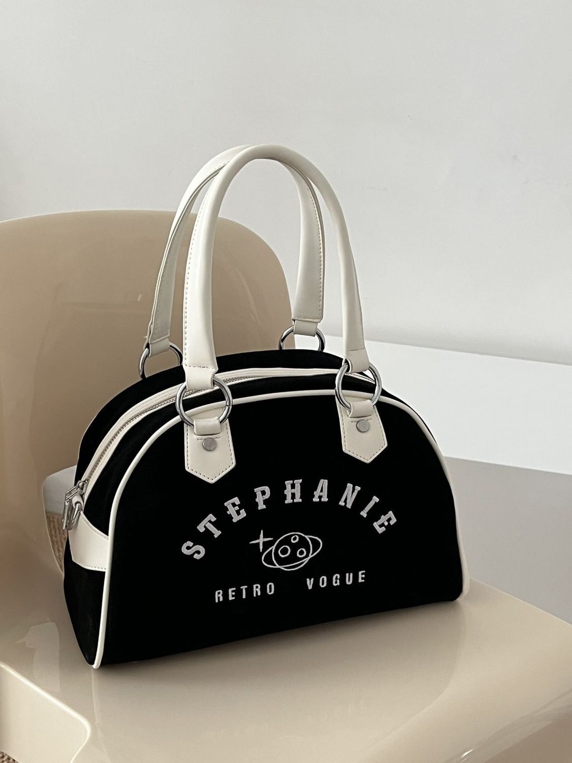 Retro American portable baseball bag, middle-aged and high-end sweet and cool Boston bag, shoulder crossbody bag