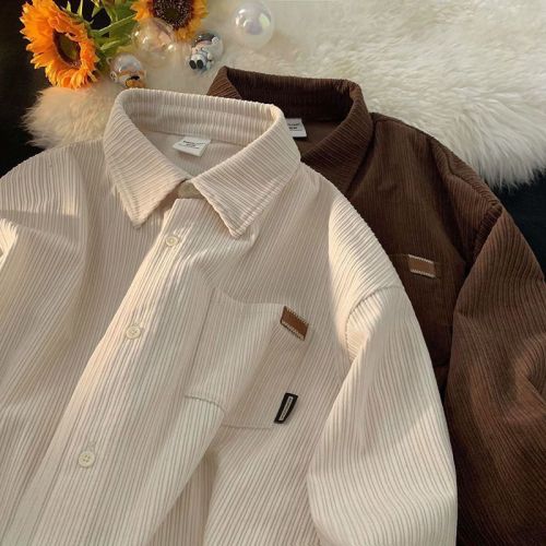 polo shirts for men and women in autumn and winter new corduroy long-sleeved loose thickened trendy brand casual couple jackets