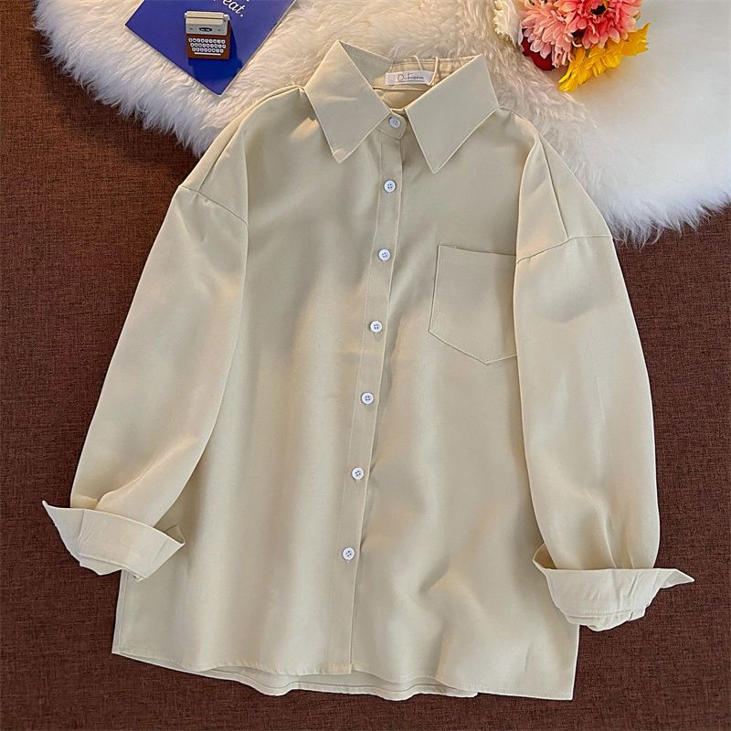 2022 simple niche design Hong Kong style fashionable corduroy shirt women's long-sleeved loose oversize shirt trendy