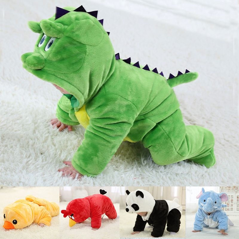 Baby jumpsuit, thickened and warm in autumn and winter, panda animal romper, newborn 100-day clothes for outings