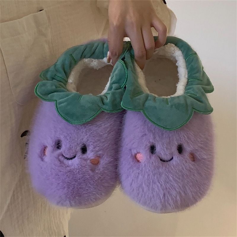 Thin strips of women's winter home bedroom non-slip furry shoes with a sense of stepping on shit, confinement soft-soled shoes, warm all-inclusive heel cotton slippers