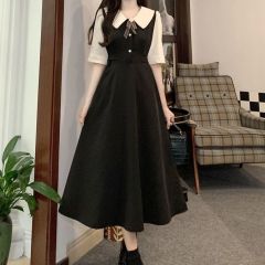 Forest style dress waist slimming summer dress plus size new student college style sweet doll collar belly-covering long skirt