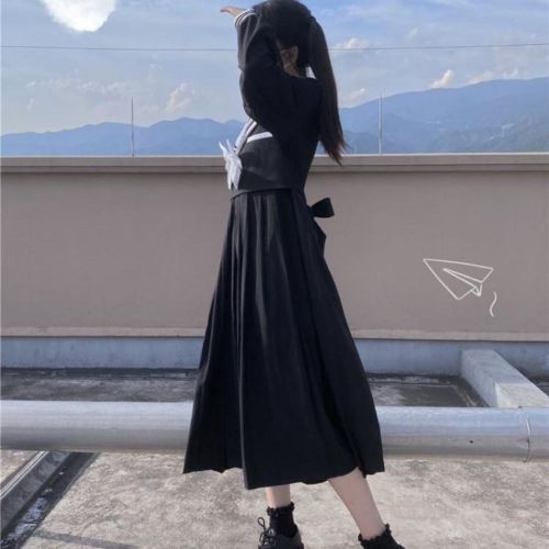 Navy collar dress women's spring new Korean version loose waist slimming Japanese college style long skirt graduation dress