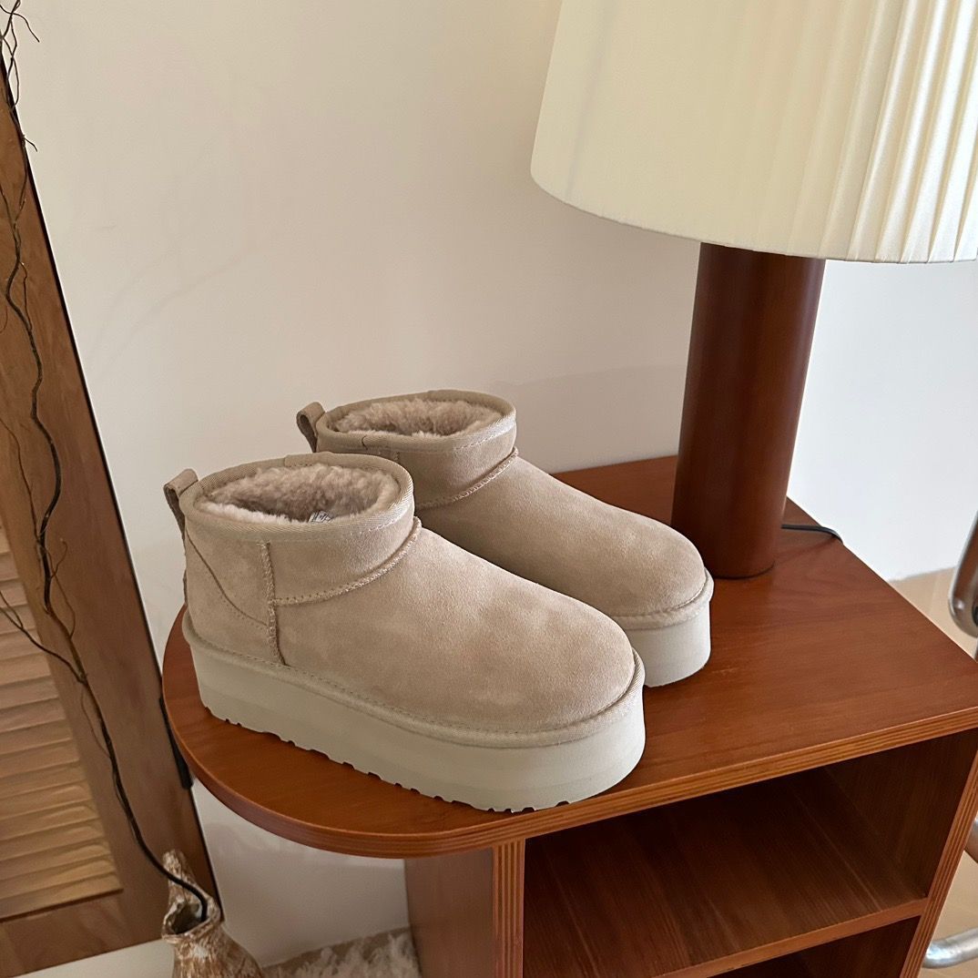 UG Australian sheep fur all-in-one snow boots for women in winter sheep Zhou Dongyu same style mini non-slip pure thick sole short tube