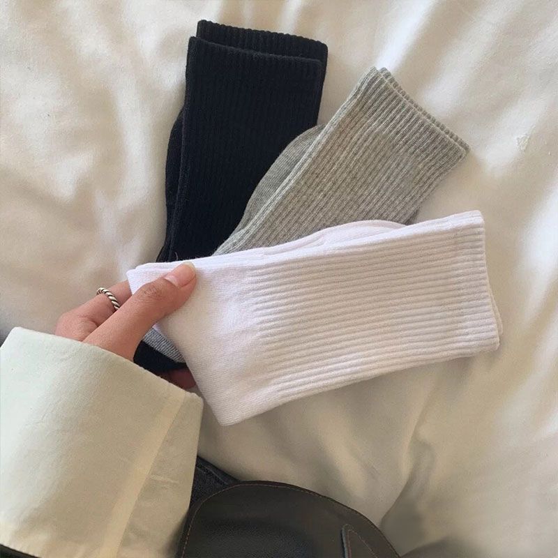 Pure cotton socks for women, Korean version of mid-calf stockings, trendy socks for women, Ins socks, solid color men's and women's socks, sports socks for couples, men's socks
