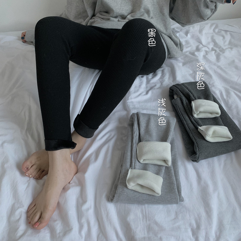 實拍打底褲女外穿秋冬加絨保暖褲厚秋褲顯瘦小腳褲緊身褲