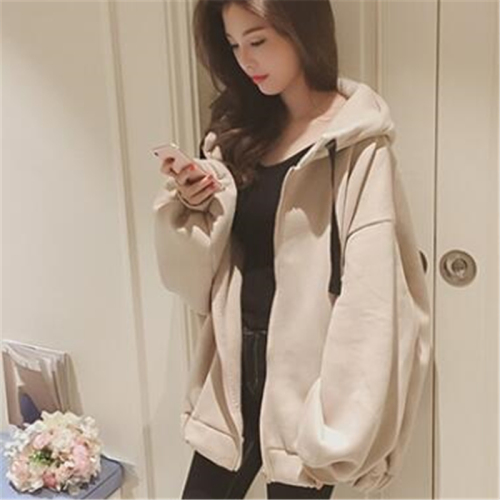 Autumn and winter fashion women's velvet jacket student Korean style sweatshirt thickened loose large size zipper cardigan jacket