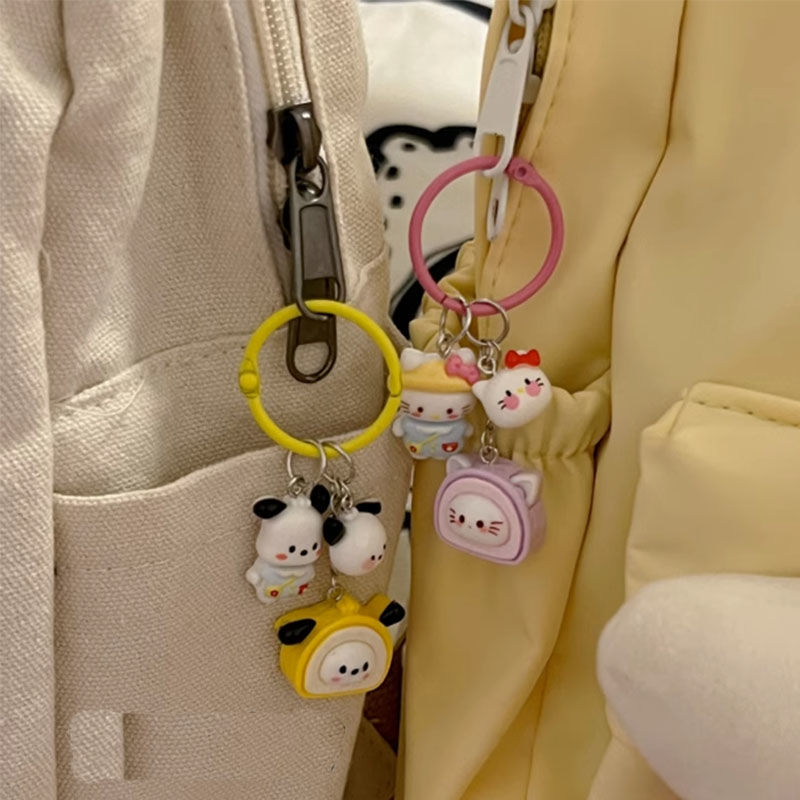 Cute Sanrio cartoon ins card ring ~ creative personalized gift key chain school bag pendant key chain pendant