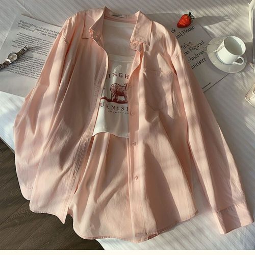 Lazy style green shirt top for women, spring and autumn Korean style loose salt style outer cardigan, versatile thin Hong Kong style jacket