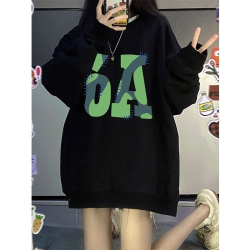 [Tmall/Quality/Thin Style] Heavy Chinese Cotton/Silver Fox Velvet National Trendy OA Letter Printed Round Neck Sweatshirt for Women