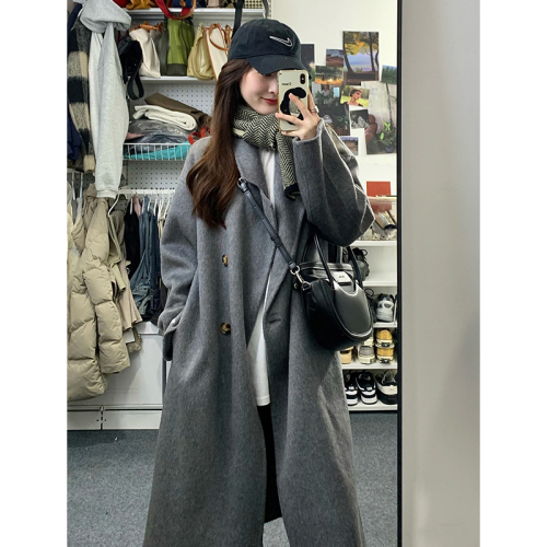 [With Perm] [Large Buttons] [360g] Woolen Coat Women's Mid-Length Autumn and Winter Korean Style Coat Small and High-end