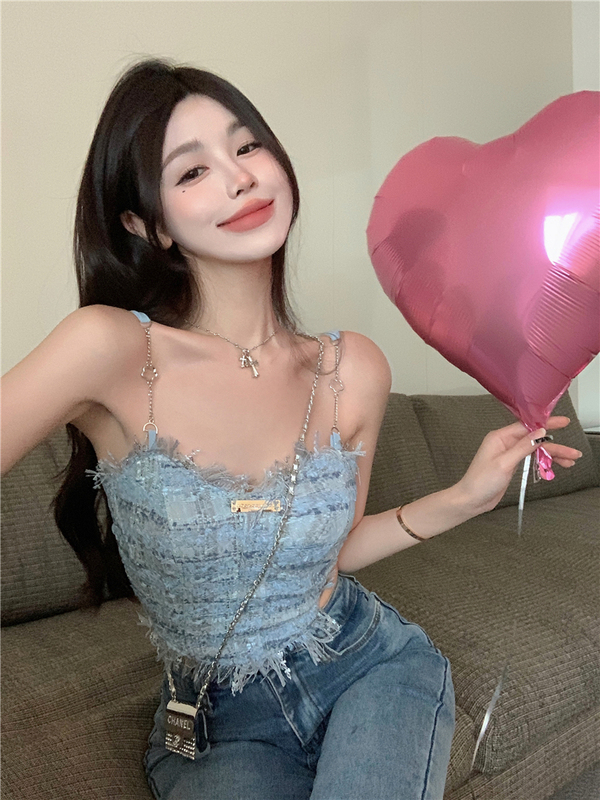 Real shot of hot girl wearing short fragrant camisole