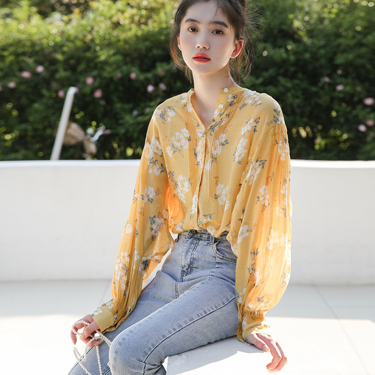 2024 spring multi-design tops for women yellow floral sunscreen shirts for women Korean style trendy Hong Kong style