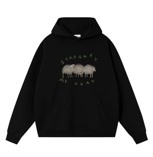 [Tmall/Quality/Thin Style] Heavy Chinese Cotton/Silver Fox Velvet Double-layer Hat Letter Lamb Print Sweatshirt