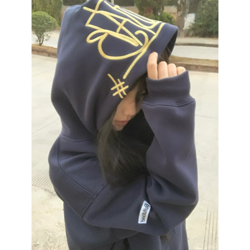 [Tmall/Quality/Thin Style] Heavy Chinese Cotton/Silver Fox Velvet Double-layer Hat Graffiti Letter Printed Sweatshirt