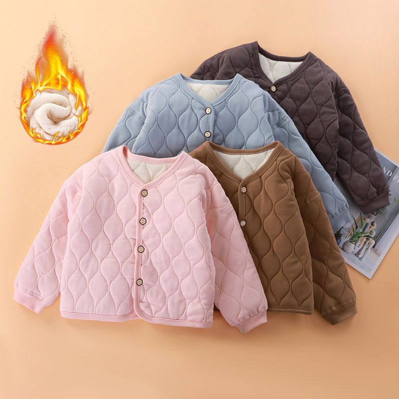 Children's three-layer school uniform artifact girl's cotton-padded coat boy's liner jacket cotton-padded coat plus velvet medium and large children's warm cotton-padded jacket