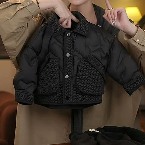 Children's Down Cotton 2023 Winter Warm New Jacket Korean Style Western Style Old Money Style Cotton Clothes Fashion Trendy Model for Middle Children