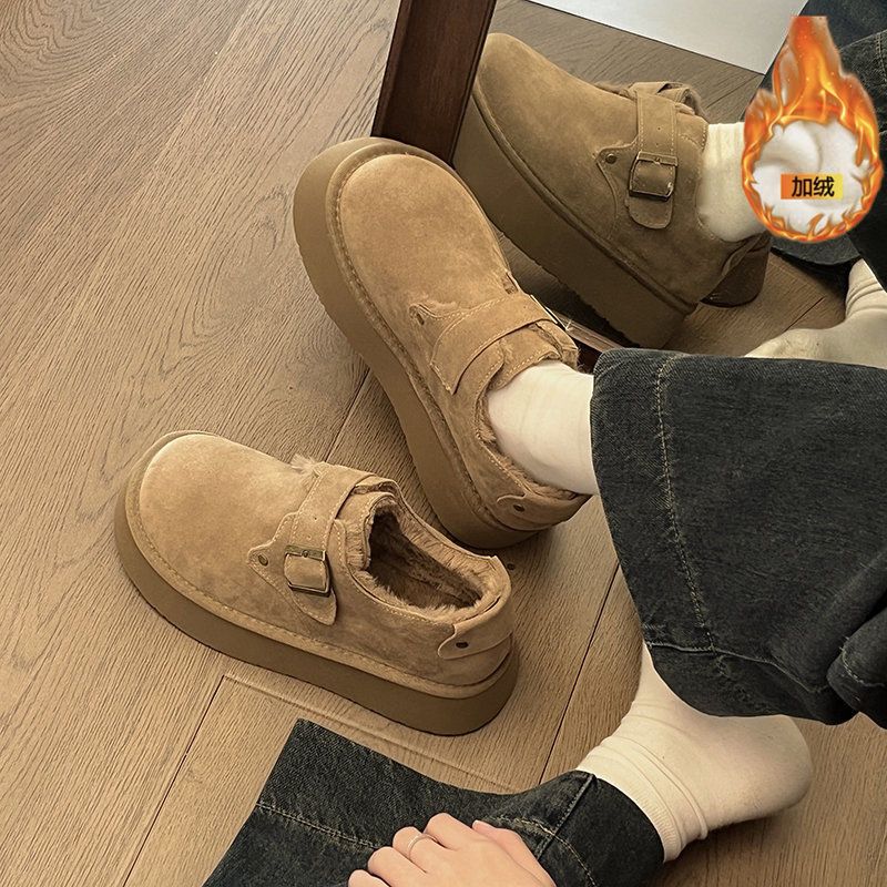 Women's new winter furry shoes, cotton shoes, thick-soled snow boots, plus velvet Birkenstock shoes, beanie shoes for women