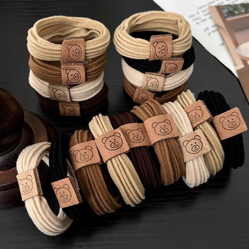 Cute little bear head rope high elastic rubber band women's hair tie thickened thick hair band high ponytail ball headwear