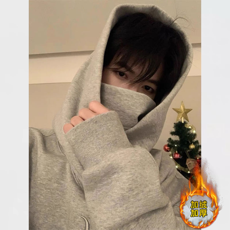 Social Fear iRen Ninja Turtleneck Sweater Men's Autumn and Winter 600g Heavy Niche American Retro Trendy Brand Hooded Jacket