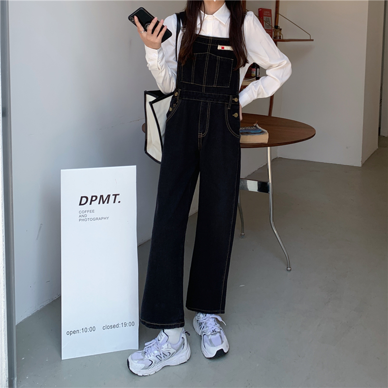 實拍2024春裝大碼胖mm設計感工裝連體褲高腰寬鬆背帶褲M-5XL200斤