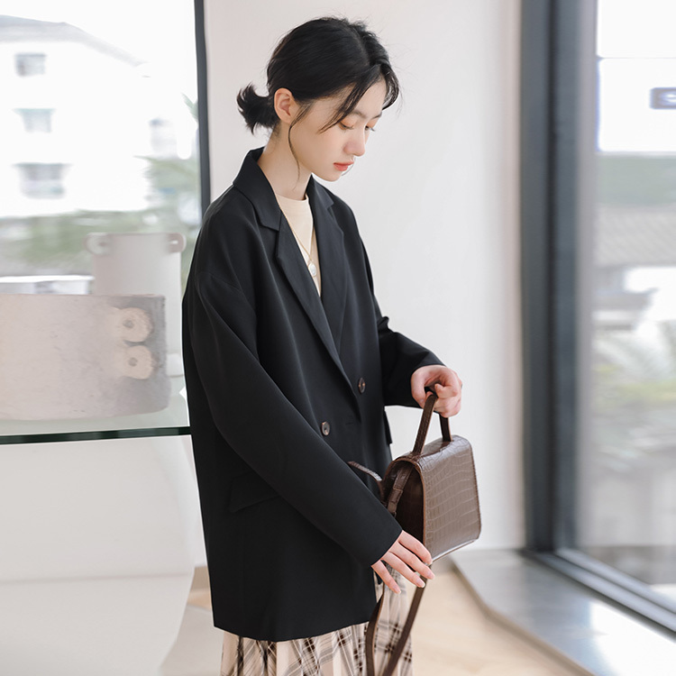 Actual shot of ins blazer Korean style student casual temperament loose British style Internet celebrity chic small suit