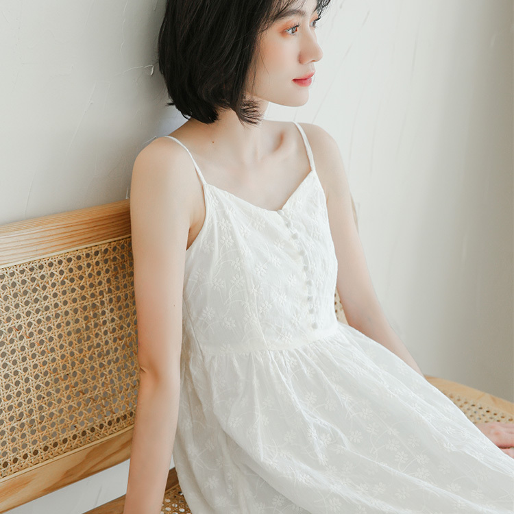 實拍夏季小眾新款打底白色吊帶連衣裙小眾桔梗裙仙女內搭裙