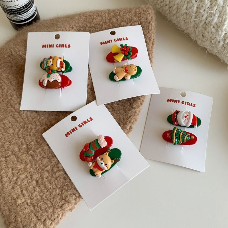 New Christmas Hairpin Gingerbread Man Elk Side Clip Girly Heart Bangs Clip for Children as Christmas Gifts