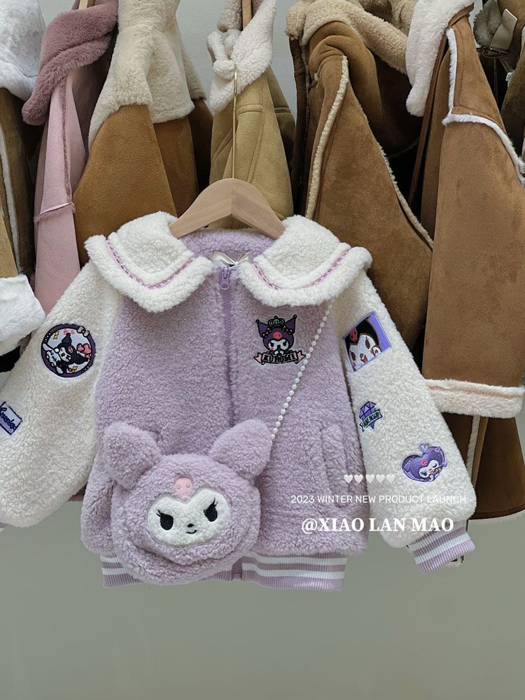 Girls' coats and winter clothes 2023 new style autumn and winter baby tops children's thickened lamb sweaters