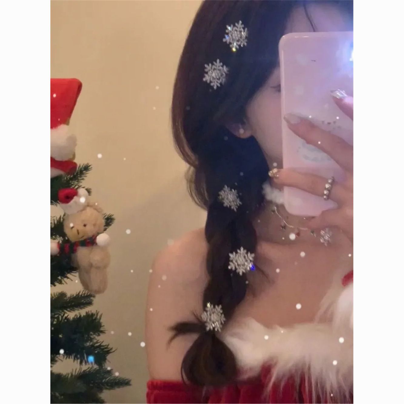 Snowflake Hair Clip Women's Autumn and Winter Bangs Clip Side Clip Hair Clip Internet Celebrity 2023 New Clip Hair Accessory Cute Light Luxury