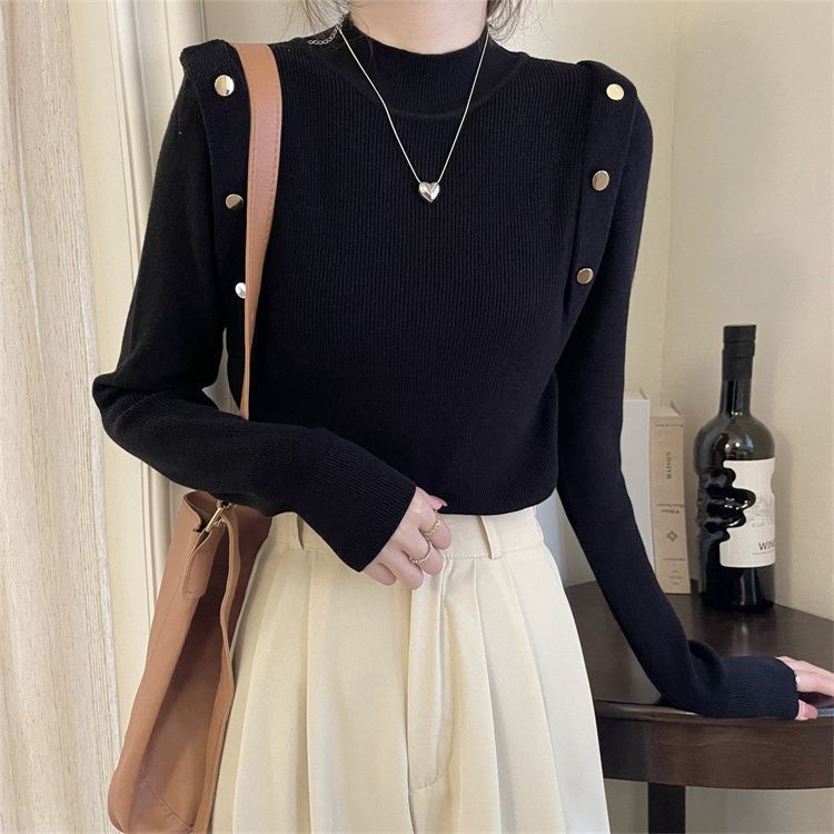 High-end long-sleeved sweater for women, autumn and winter half-turtleneck sweater, new style, this year's popular inner top