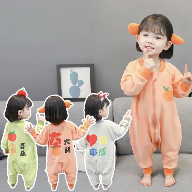 Children's one-piece pajamas spring and autumn baby anti-kick one-piece home clothes
