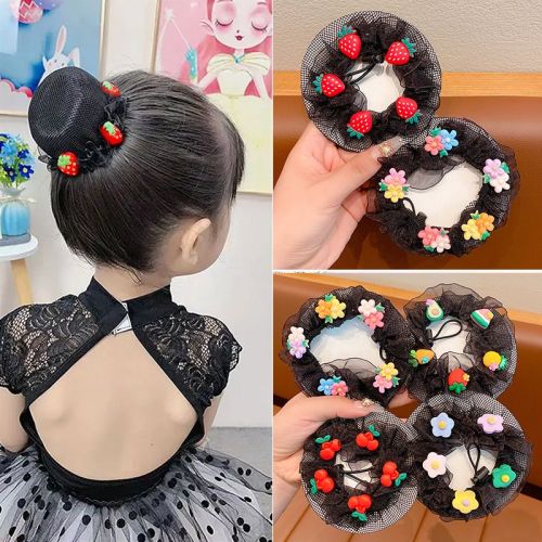 Children's dance special hair net for girls with round hair and lazy people's artifact summer hair net pocket head flower hair accessories