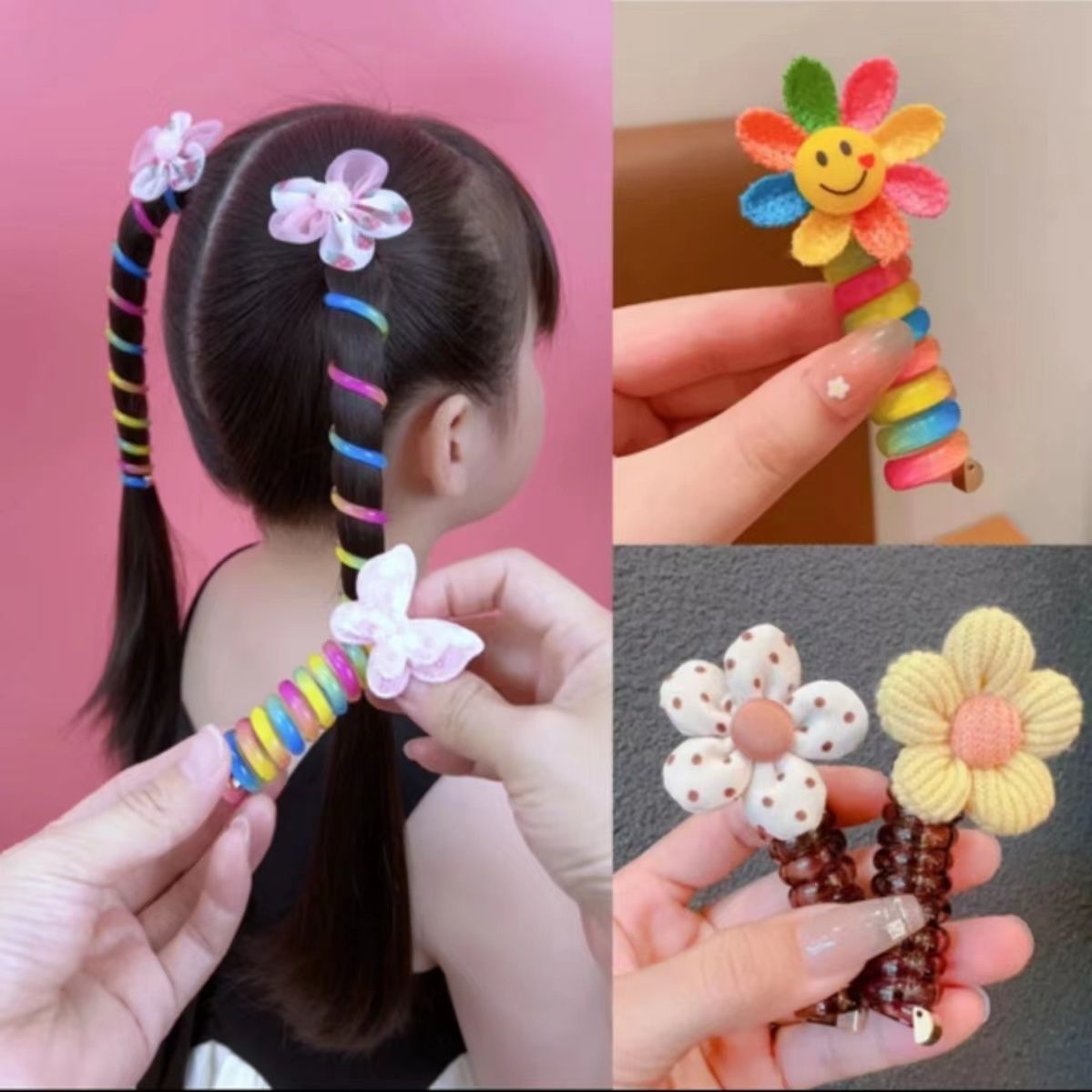 Braided phone cord hair tie for women, high elasticity and durability, high ponytail head rope, simple and non-harmful hair tie, rubber band hair rope