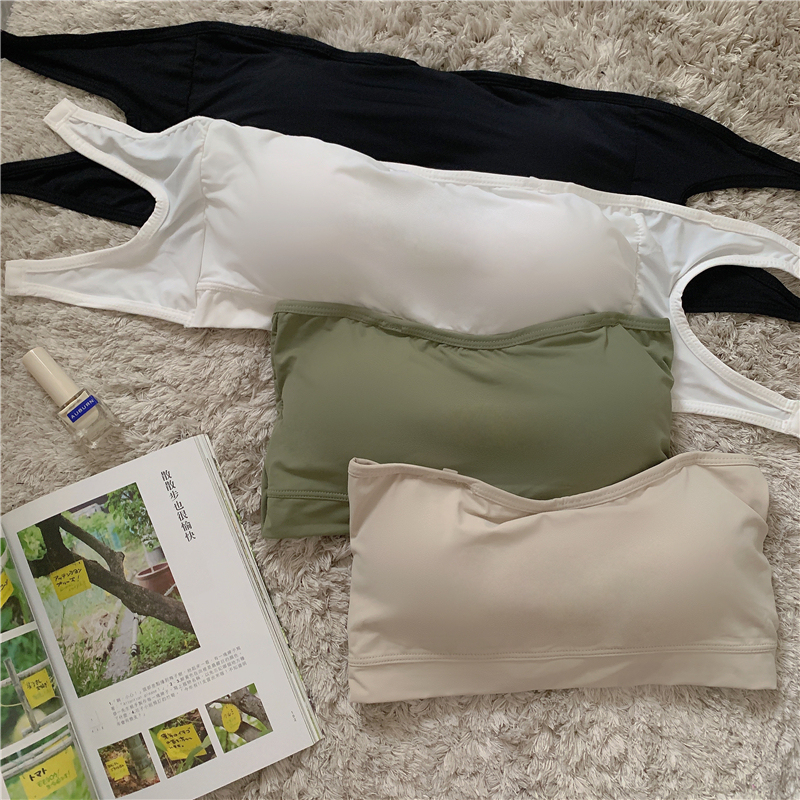 Real shot of ice silk seamless one-piece back-breasted strapless wrap top tube top one-piece beautiful back bra
