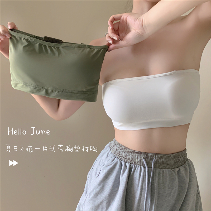 Real shot of ice silk seamless one-piece back-breasted strapless wrap top tube top one-piece beautiful back bra