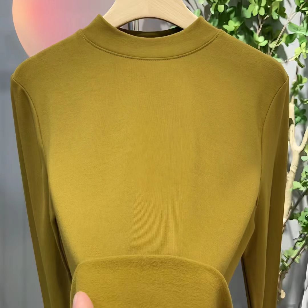 2023 New Autumn and Winter Clothes, Versatile Style Bottoming Shirts for Women, Half Turtle Collar Solid Color Long Sleeve T-shirts for Women, Tops for Women