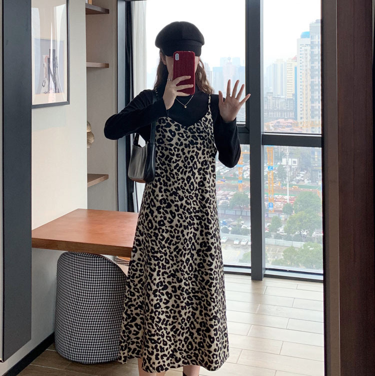 Actual shot ~ 2024 spring new design leopard print suspender skirt bottoming skirt dress for women