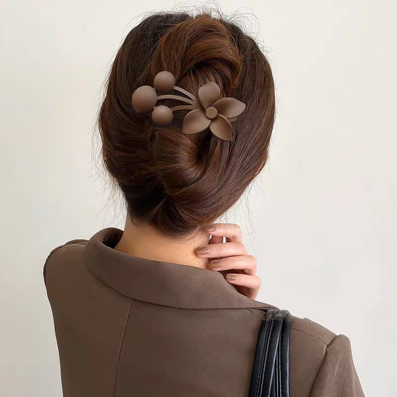 Non-metallic acrylic hair accessories Morandi color flower hair clip internet celebrity duck bill hair clip hair shark clip headgear