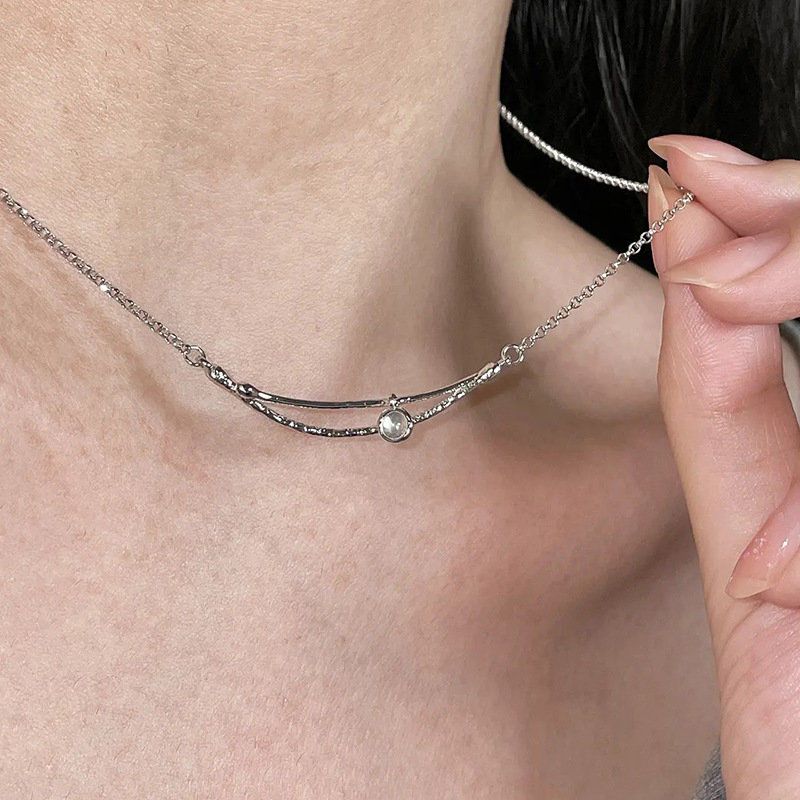 925 Sterling Silver Geometric Necklace Women's 2022 New Light Luxury Niche Design Summer Work Commuting Clavicle Chain