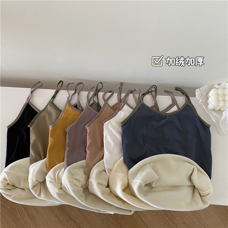 Actual shot of slim-fitting inner layer, velvet and thickened outer layer, sleeveless vest and suspender belt for women
