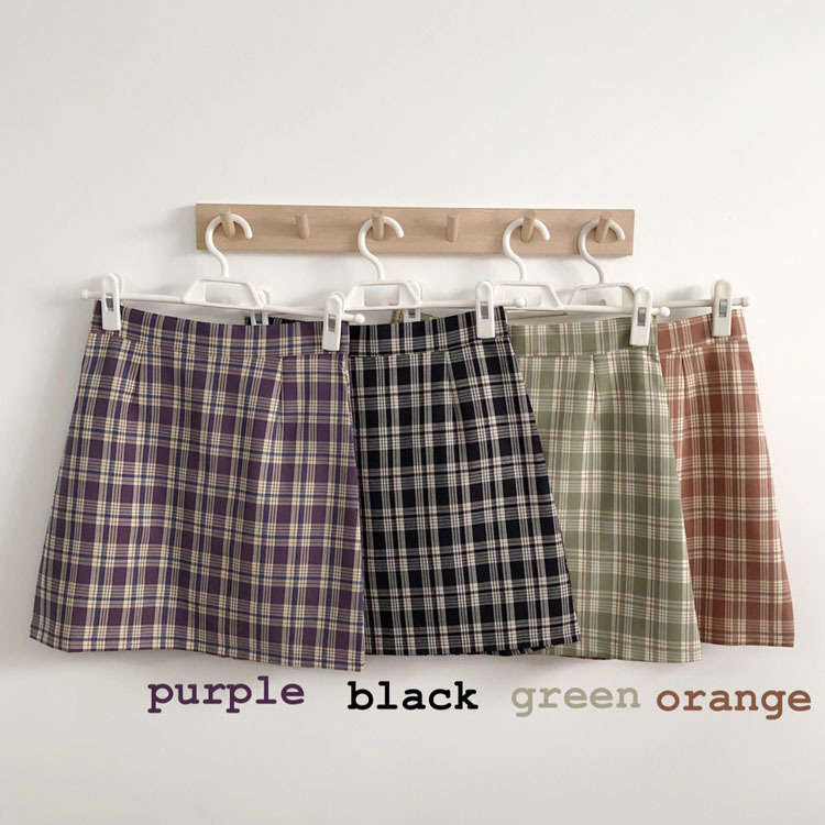 Actual shot ~ 2024 spring new Korean style bm style high waist slim A-line skirt plaid short skirt for women