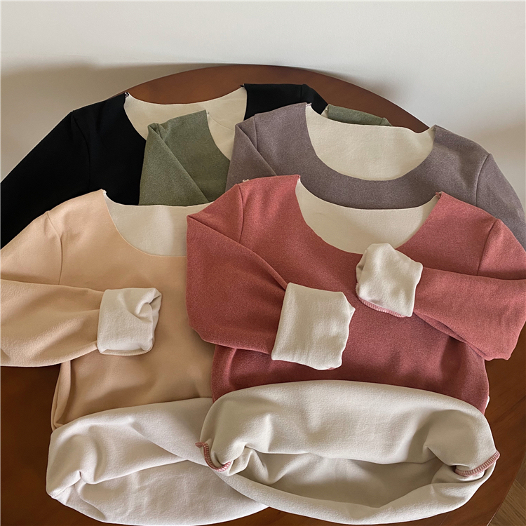 Real shot. Good version!  Thermal top German velvet thickened self-heating bottoming shirt with brushed long sleeves
