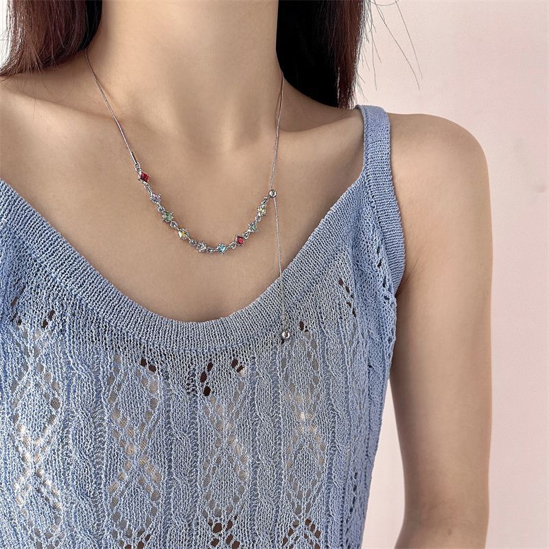 Rainbow zircon snake bone chain necklace women's niche design 2023 new clavicle chain adjustable high-end and sweet