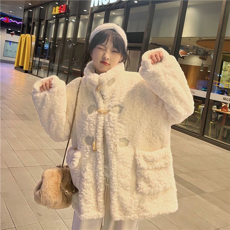 2023 Winter Horn Lamb Jacket Autumn and Winter Thickened Fur Fragrance Lamb Velvet Stand Collar Winter Women's Jacket