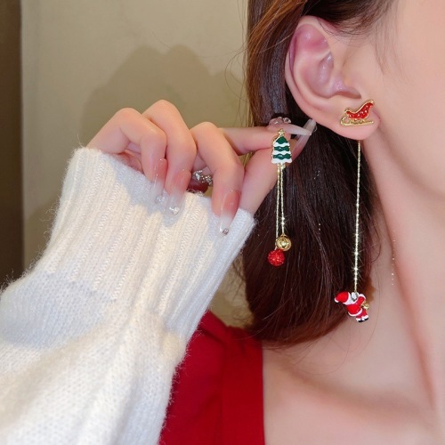 Christmas series earrings, high-end, asymmetrical and fairy earrings, a new pair of long tassel sweet earrings