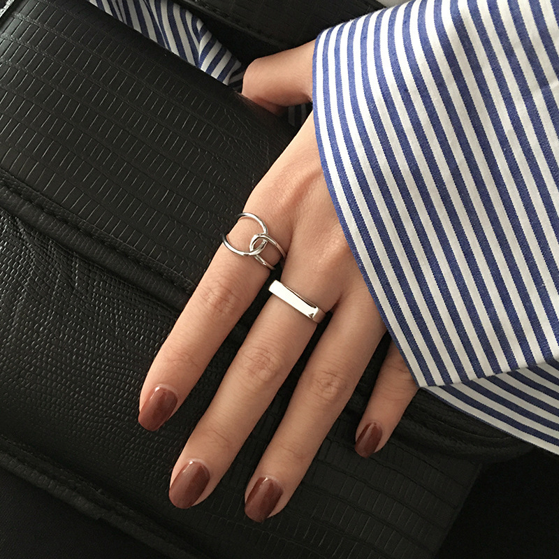 925 sterling silver geometric cross open index finger ring for women ins trend fashion cold style personality retro niche