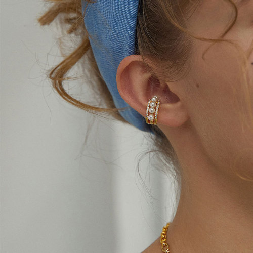 Pearl ear clip style non-pierced earrings for women, light luxury French earrings, earrings, earrings, high-end ear hooks and ear bone clips