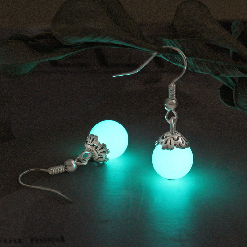 Round bead earrings for women Halloween luminous earrings three-dimensional luminous pearl earrings simple personalized creative jewelry wholesale