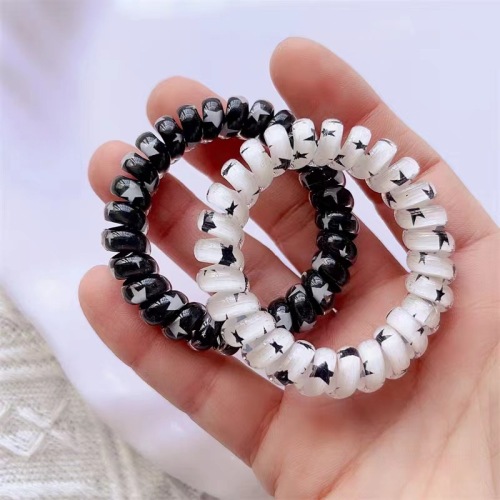 Korea's new black and white star phone coil high-value summer hair tie college style ponytail rubber band sweet girl hair accessories